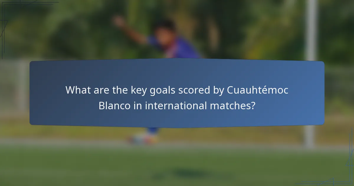 What are the key goals scored by Cuauhtémoc Blanco in international matches?